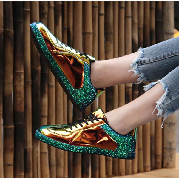 women sneakers fashion gold glitter shinny bling flat shoes female lace up flats glossy sneakers casual espadrilles ladies, Black
women sneakers fashion gold glitter shinny bling flat shoes female lace up flats glossy sneakers casual espadrilles ladies, Black
