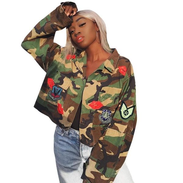 women designer jackets casual womens lapel neck loose coats fashion outerwear with applique spring camoufalge printed, Black;brown
women designer jackets casual womens lapel neck loose coats fashion outerwear with applique spring camoufalge printed, Black;brown