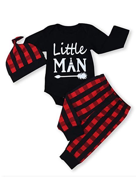 oklady newborn baby boy girl clothes little man long sleeve romper,plaid pants + cute hat 3pcs outfit set, White
oklady newborn baby boy girl clothes little man long sleeve romper,plaid pants + cute hat 3pcs outfit set, White