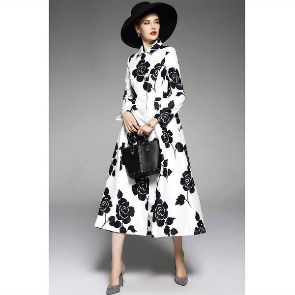 new spring yousef aljasmi vintage socialite white printing doublebreasted coat dust coat show thin big yards, Black;pink
new spring yousef aljasmi vintage socialite white printing doublebreasted coat dust coat show thin big yards, Black;pink