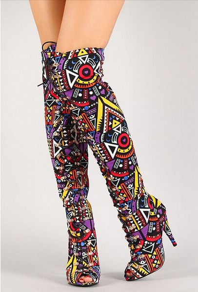 new arrivals 2016 elegant multicolor tribal lace up peep toe thigh high boot high heel gladiator sandals boots women size 34-41, Black
new arrivals 2016 elegant multicolor tribal lace up peep toe thigh high boot high heel gladiator sandals boots women size 34-41, Black