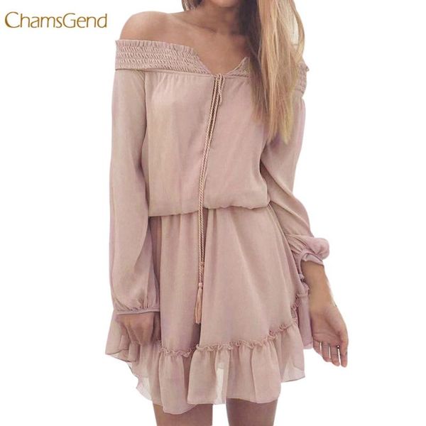 chamsgend 2018 fashion women dress chiffon off shoulder slash neck summer dress casual ruffles a-line mini lantern sleeve, Black;gray
chamsgend 2018 fashion women dress chiffon off shoulder slash neck summer dress casual ruffles a-line mini lantern sleeve, Black;gray