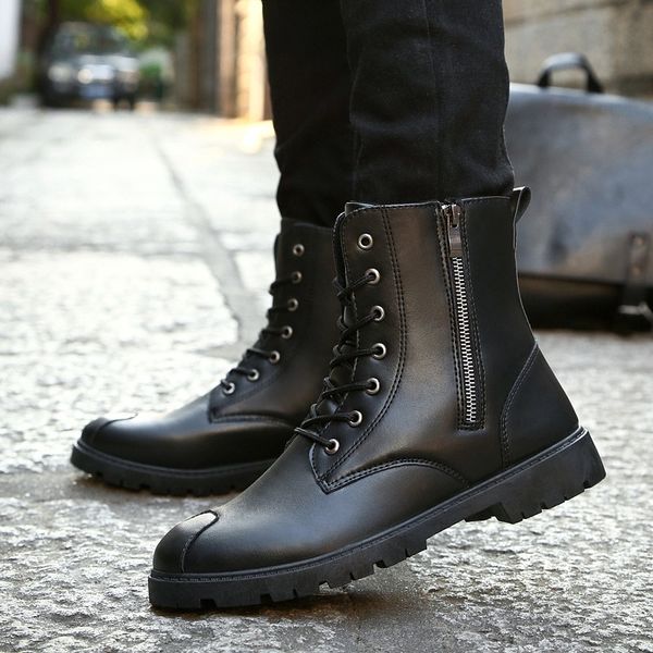 leather ankle boots men fashion waterproof man boots autumn winter high outdoor working shoes schoenen, Black
leather ankle boots men fashion waterproof man boots autumn winter high outdoor working shoes schoenen, Black