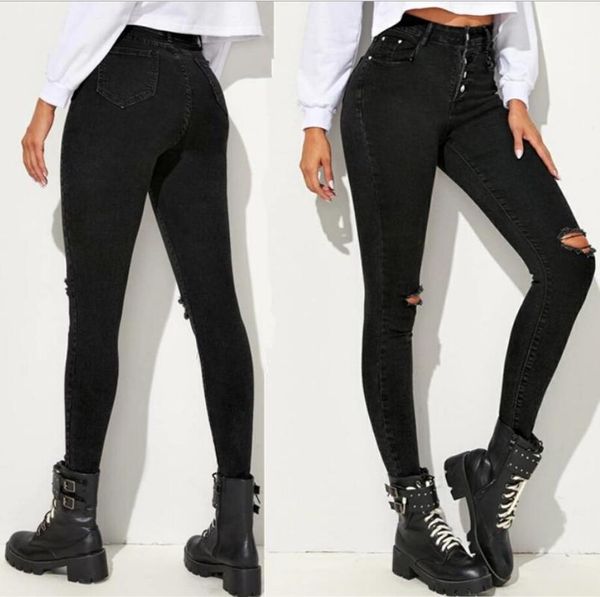 women fashion distressed ripped jeans slim button high waist stretch skinny denim black jeans pencil pants plus size 2xl r2354, Blue
women fashion distressed ripped jeans slim button high waist stretch skinny denim black jeans pencil pants plus size 2xl r2354, Blue