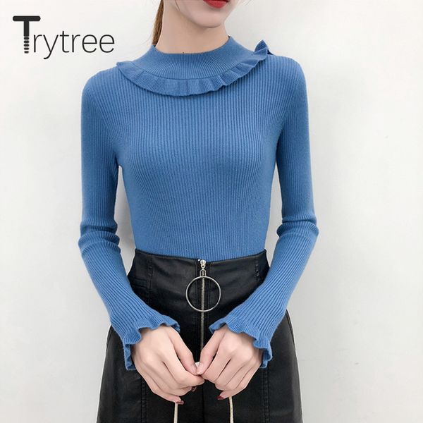 trytree autumn winter women casual sweater all-purpose style o-neck ruffles solid 5 colour sweater slim fit knitting, White;black
trytree autumn winter women casual sweater all-purpose style o-neck ruffles solid 5 colour sweater slim fit knitting, White;black