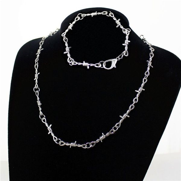 1pc punk gothic necklaces bracelets for women men hip cool alloy barbed wire brambles silver color trendy jewelry gifts
1pc punk gothic necklaces bracelets for women men hip cool alloy barbed wire brambles silver color trendy jewelry gifts