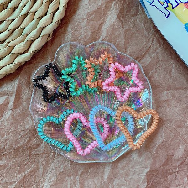 star telephone wire cord colorful heart shape hairband hair tie girls elastic ponytail holders hair ring rope fashion bracelet gga2404, Slivery;white
star telephone wire cord colorful heart shape hairband hair tie girls elastic ponytail holders hair ring rope fashion bracelet gga2404, Slivery;white