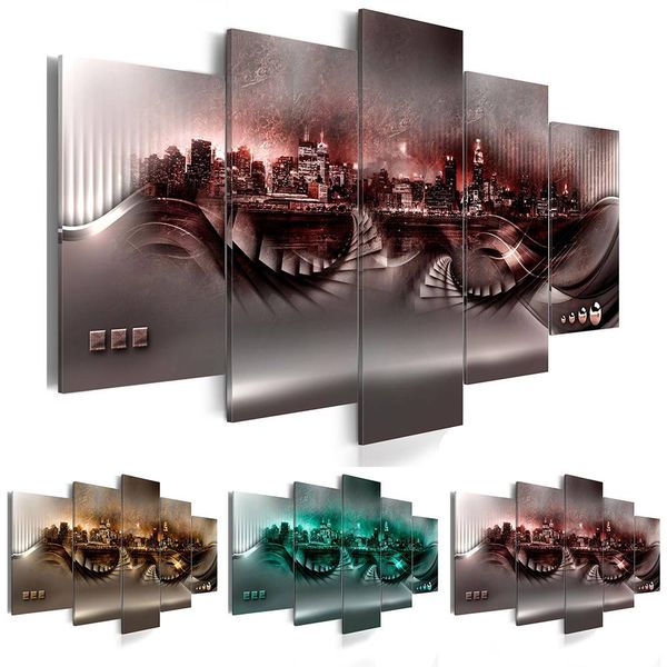 fashion wall art canvas painting 5 pieces abstract city architecture night view modern home decoration,choose size:3 no frame
fashion wall art canvas painting 5 pieces abstract city architecture night view modern home decoration,choose size:3 no frame