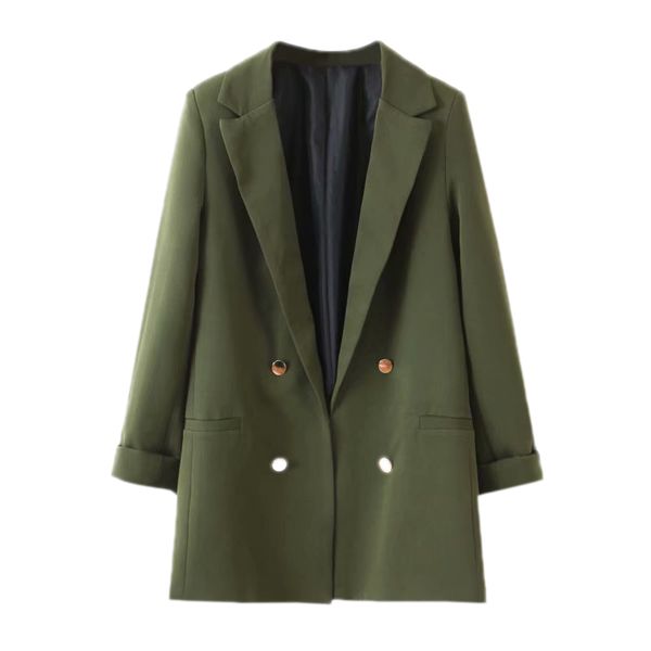 women chic army green blazer decorate button open stitch pockets back split female work wear stylish coat ffzwt22, White;black
women chic army green blazer decorate button open stitch pockets back split female work wear stylish coat ffzwt22, White;black