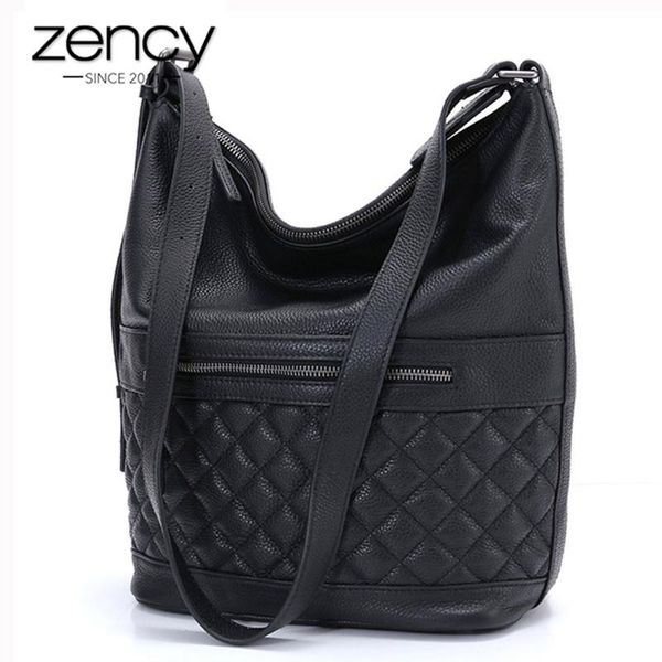 zency lozenge women shoulder bag 100% genuine leather handbag yellow black fashion bucket lady tote purse large capacity
zency lozenge women shoulder bag 100% genuine leather handbag yellow black fashion bucket lady tote purse large capacity