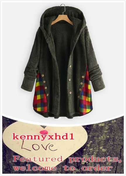 autumn and winter new large size women's solid color plush stitching plaid hooded single-breasted plush irregular coat, Black
autumn and winter new large size women's solid color plush stitching plaid hooded single-breasted plush irregular coat, Black