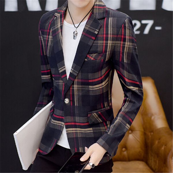men's suits & blazers autumn explosion models of male casual suit jackets slim fit small tide korean plaid blazer, White;black
men's suits & blazers autumn explosion models of male casual suit jackets slim fit small tide korean plaid blazer, White;black