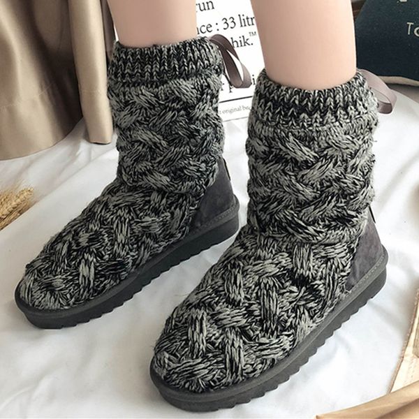 winter snow boots warm knit wool flat bottom round toe with fur ladies shoes non-slip lace-up plush fashion rubber ankle boots, Black
winter snow boots warm knit wool flat bottom round toe with fur ladies shoes non-slip lace-up plush fashion rubber ankle boots, Black