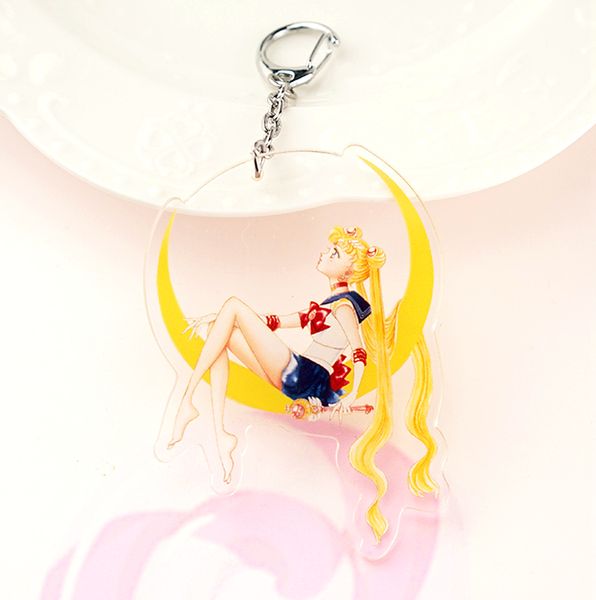 

janpan anime sailor moon crystal tsukino usagi acrylic keychains key ring chains figure charms pendant women girls accessories, Silver