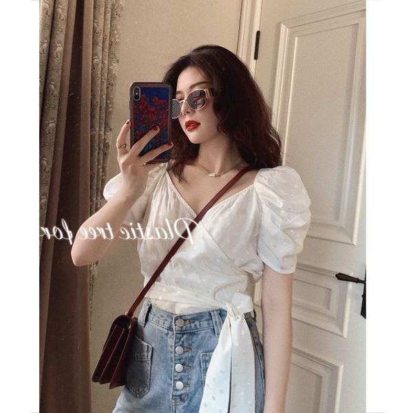 tencel cotton french white bubble short-sleeved shirt lace-up shirt womens thin spring 2020, Red
tencel cotton french white bubble short-sleeved shirt lace-up shirt womens thin spring 2020, Red