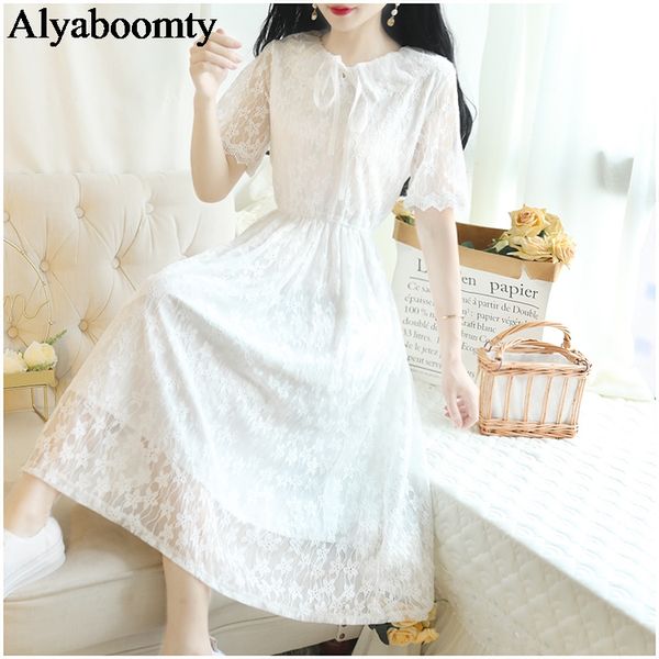 mori girl summer women long white dress peter pan collar bow floral embroidery princess dress hollow out elegant lace midi, Black;gray
mori girl summer women long white dress peter pan collar bow floral embroidery princess dress hollow out elegant lace midi, Black;gray