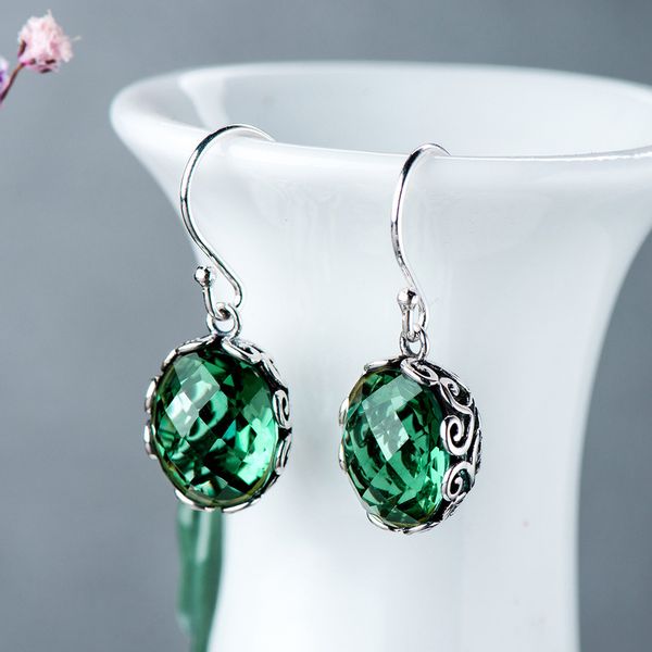 925 sterling silver earrings natural gemstone green crystal dangling earrings for women fine jewelry boucles d oreille femme, Golden;silver
925 sterling silver earrings natural gemstone green crystal dangling earrings for women fine jewelry boucles d oreille femme, Golden;silver