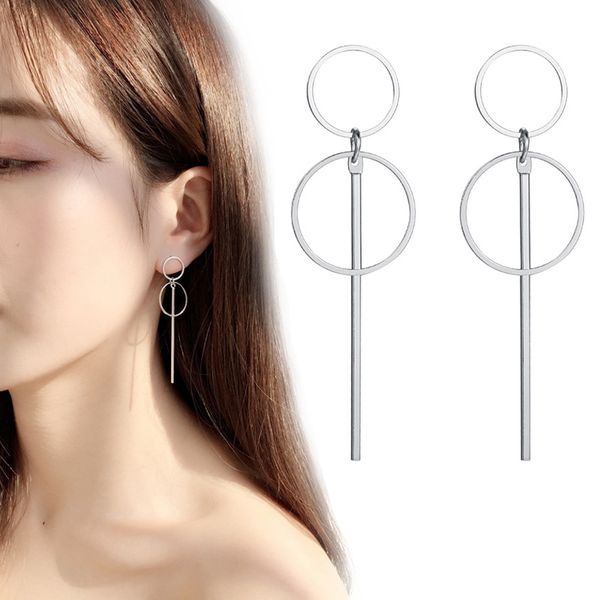 korean geometric double circle hoop dangle stud earrings fashion jewelry hollow circle bar tassel long drop earrings for women, Silver
korean geometric double circle hoop dangle stud earrings fashion jewelry hollow circle bar tassel long drop earrings for women, Silver