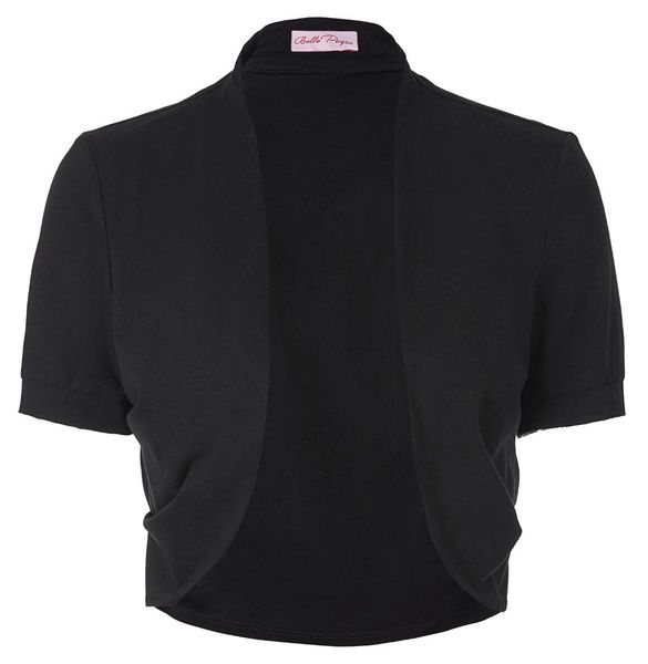 women solid color short sleeve pleated sides elegant cotton lady shrug bolero, Black;brown
women solid color short sleeve pleated sides elegant cotton lady shrug bolero, Black;brown