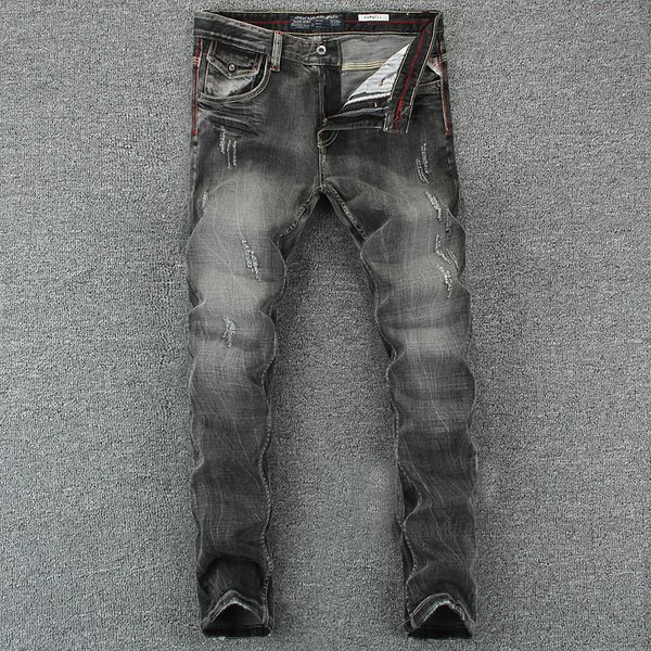 italian vintage designer men jeans black gray color slim fit ripped jeans homme 100% cotton denim pants brand biker men, Blue
italian vintage designer men jeans black gray color slim fit ripped jeans homme 100% cotton denim pants brand biker men, Blue