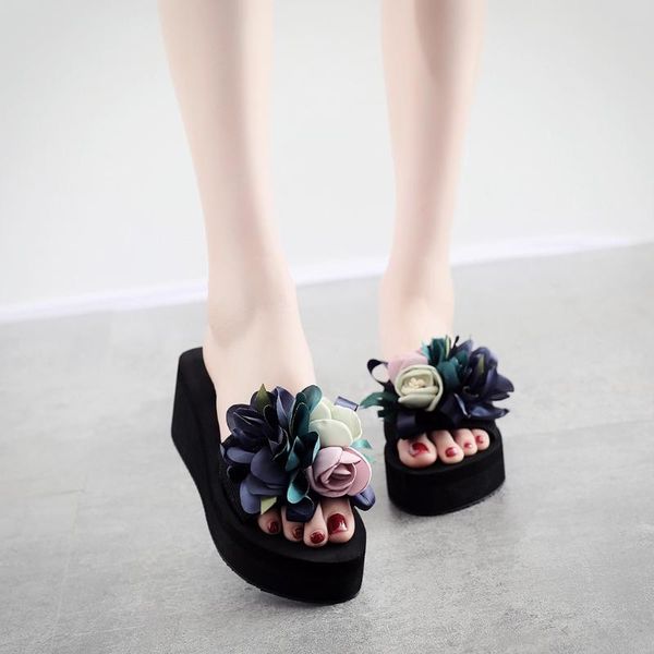 women summer shoes platform wedge sandals flowers casual beach flip flops 2020 fashion slid on shoes soft outdoor flip-flops, Black
women summer shoes platform wedge sandals flowers casual beach flip flops 2020 fashion slid on shoes soft outdoor flip-flops, Black