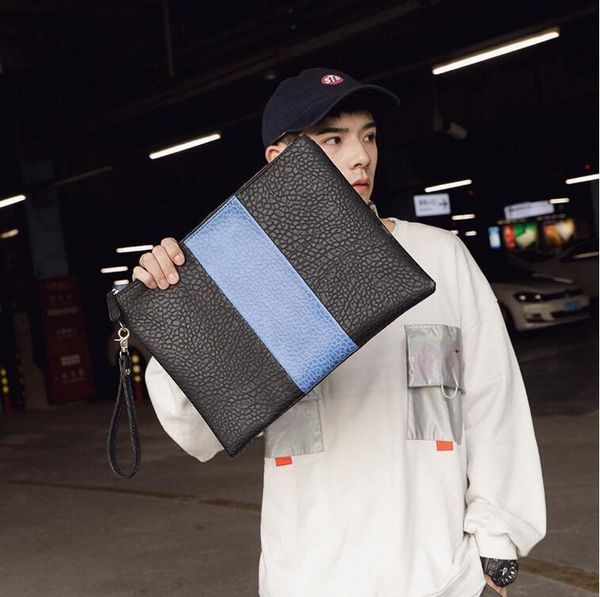 factory wholesale men handbag street fashion stitching blue leather envelope bag simple leather wrist bag large capacity leather file bag
factory wholesale men handbag street fashion stitching blue leather envelope bag simple leather wrist bag large capacity leather file bag