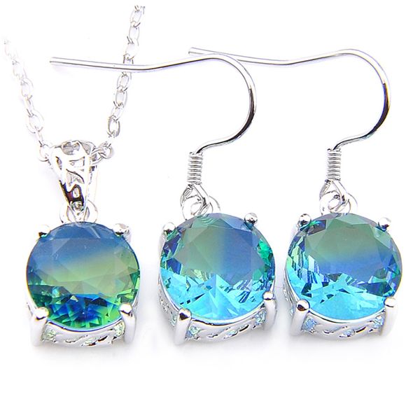 luckyshine silver plated 925 round bi colored tourmaline gems necklace pendatns and earrings jewelry set ing, Black
luckyshine silver plated 925 round bi colored tourmaline gems necklace pendatns and earrings jewelry set ing, Black