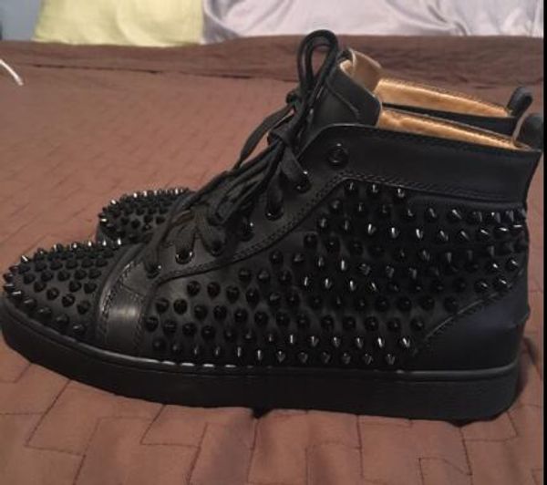 2017 luxury shoe men flat shoe spikes white gold leather sneakers shoe high-red bottom mens sneaker t07, Black
2017 luxury shoe men flat shoe spikes white gold leather sneakers shoe high-red bottom mens sneaker t07, Black