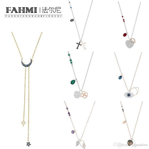 fahmi duo evil eye angel wings four-leaf clover cross women's rose gold clavicle chain fashion flashing star moon pendant necklace, Silver
fahmi duo evil eye angel wings four-leaf clover cross women's rose gold clavicle chain fashion flashing star moon pendant necklace, Silver