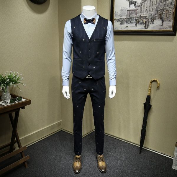personlity embroidery host gown dress striped mens suits slim fit formal wedding dress business three piece sets, White;black
personlity embroidery host gown dress striped mens suits slim fit formal wedding dress business three piece sets, White;black
