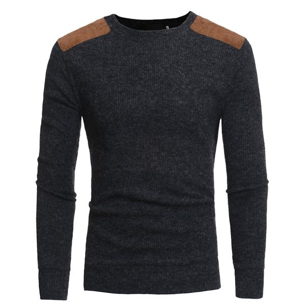 men autumn winter warm knitted sweater casual pullover round neck long sleeve slim suede patch men's casual sweater autumn, White;black
men autumn winter warm knitted sweater casual pullover round neck long sleeve slim suede patch men's casual sweater autumn, White;black