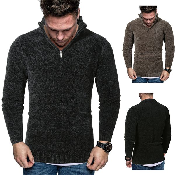 fashion winter mens pullover v neck sweater new brand men stand collar zipper knitted sweater, White;black
fashion winter mens pullover v neck sweater new brand men stand collar zipper knitted sweater, White;black