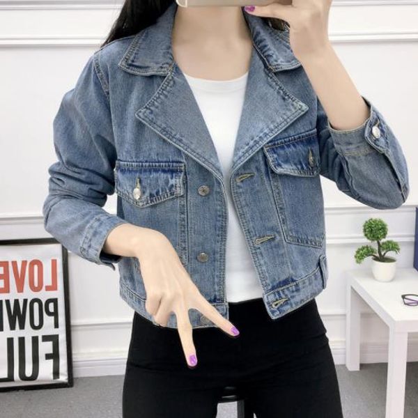 women short denim jackets with pocket 2019 vintage long sleeve ladies coats jeans loose suit collar outwear female ae143, Black;brown
women short denim jackets with pocket 2019 vintage long sleeve ladies coats jeans loose suit collar outwear female ae143, Black;brown