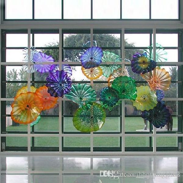 

Hand Blown Glass Wall Art Plates Murano Glass Mediterranean Style Plates for Wall Hanging Hotel Home Bar Decoration on Sales