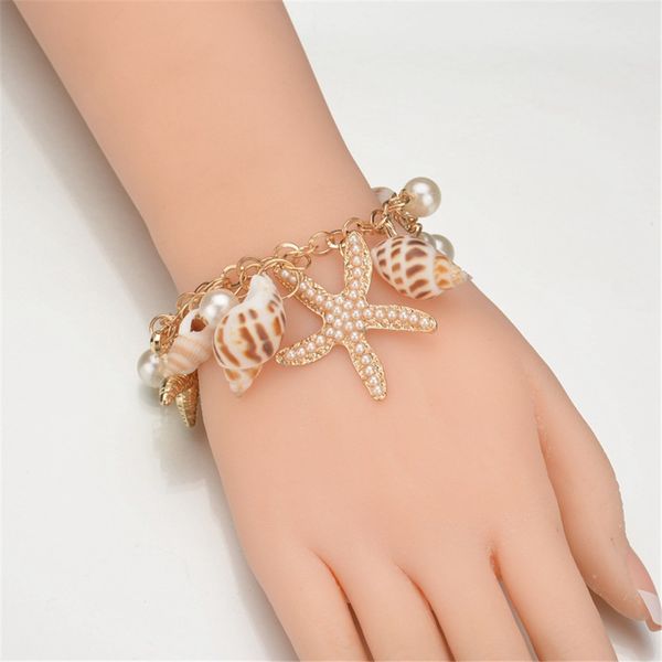 ocean style bracelet multi starfish sea star conch shell pearl chain beach bangle novelty holiday accessories designer jewelry gifts, Golden;silver
ocean style bracelet multi starfish sea star conch shell pearl chain beach bangle novelty holiday accessories designer jewelry gifts, Golden;silver