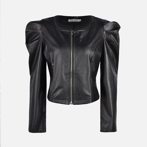 black faux fur women short jacket o neck puff long sleeve female pu coat 2020 spring autumn casual fashion ladies jackets
black faux fur women short jacket o neck puff long sleeve female pu coat 2020 spring autumn casual fashion ladies jackets