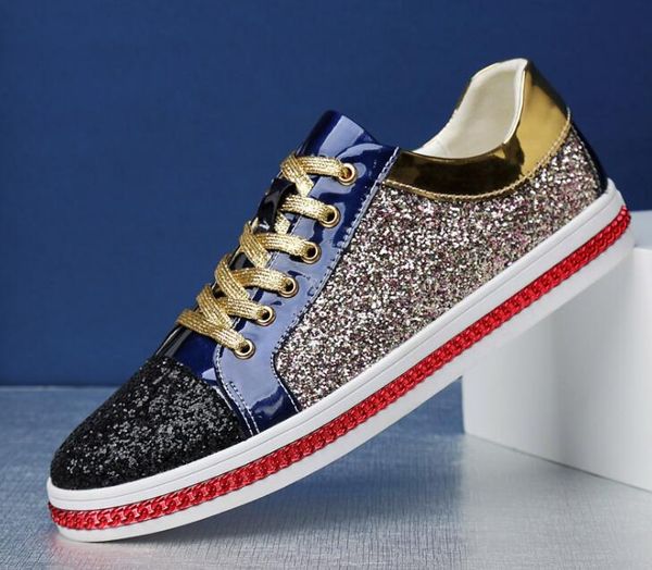 men street fashion glitter sequin patchwork casual shoes male low britain shoes skateboard sneakers for web celebrity 38-46, Black
men street fashion glitter sequin patchwork casual shoes male low britain shoes skateboard sneakers for web celebrity 38-46, Black