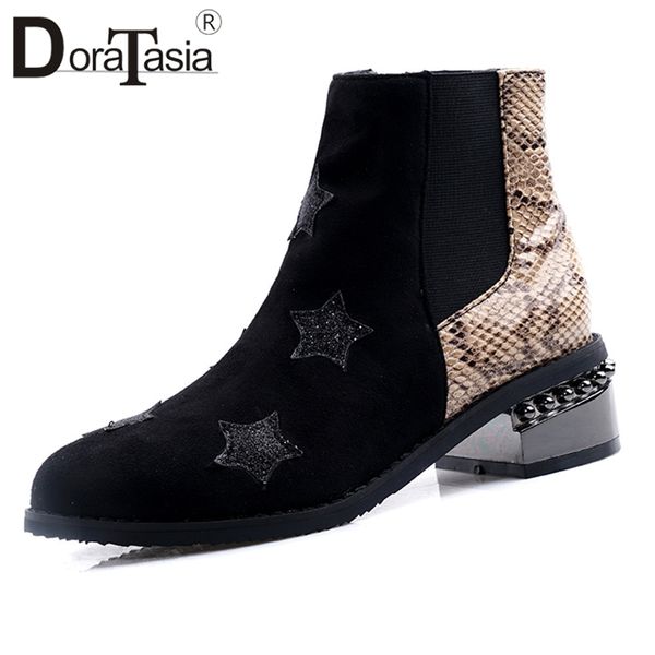 doratasia new plus size 32-48 stars zip ankle boots women shoes ladies chunky heels snake veins shoes woman boots female, Black
doratasia new plus size 32-48 stars zip ankle boots women shoes ladies chunky heels snake veins shoes woman boots female, Black