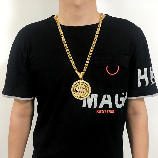 hip hop rotatable dollar pendant necklace punk crystal rhinestone jewelry for men boy birthday party gift wedding accessories, Silver
hip hop rotatable dollar pendant necklace punk crystal rhinestone jewelry for men boy birthday party gift wedding accessories, Silver