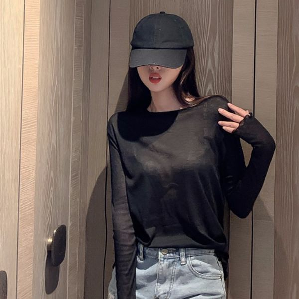 2020 early autumn new fashion candy color all-match bottoming shirt long-sleeved shirt sunscreen thin section perspective t-shirt female fas, White
2020 early autumn new fashion candy color all-match bottoming shirt long-sleeved shirt sunscreen thin section perspective t-shirt female fas, White