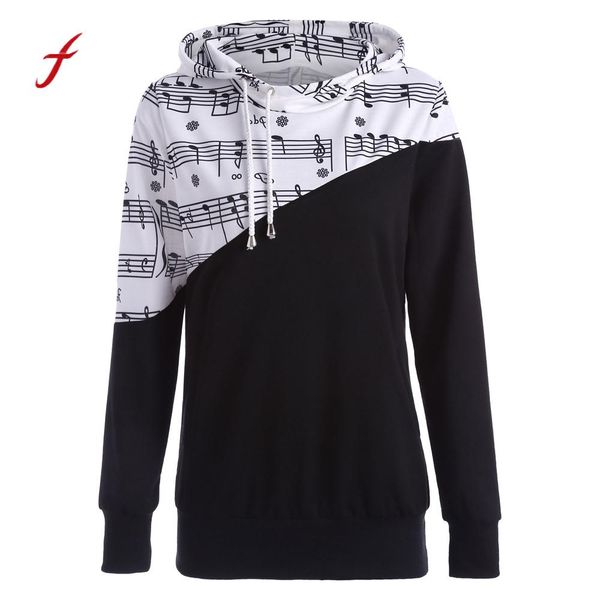 women musical note print patchwork splice hooded harajuku pullover sweatshirt spring fall clothes, Black
women musical note print patchwork splice hooded harajuku pullover sweatshirt spring fall clothes, Black