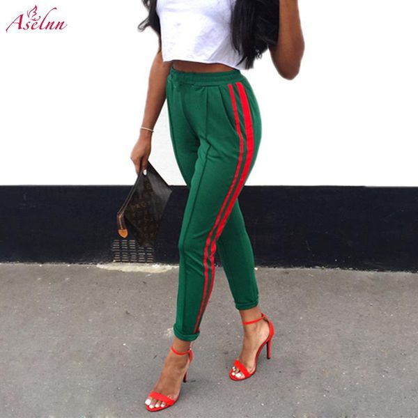 aselnn 2019 women mid waist harem pants autumn elastic casual pants female workout green striped sporting trousers, Black;white
aselnn 2019 women mid waist harem pants autumn elastic casual pants female workout green striped sporting trousers, Black;white