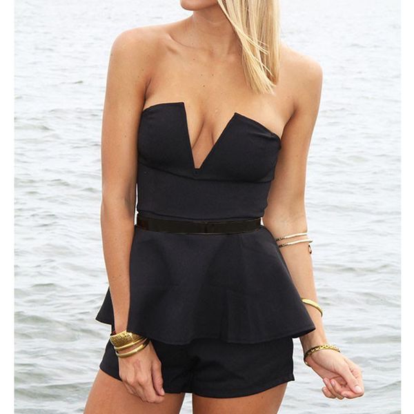 women 2019 new summer black slash neck deep v solid off shoulder short playsuit party cocktail jumpsuit&romper pants, Black;white
women 2019 new summer black slash neck deep v solid off shoulder short playsuit party cocktail jumpsuit&romper pants, Black;white