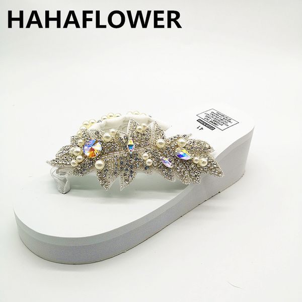 hahaflower 2019 women sandals shiny diamond crystals handmade pearl slip on sandal slides bohemia slippers wedge platform heels, Black
hahaflower 2019 women sandals shiny diamond crystals handmade pearl slip on sandal slides bohemia slippers wedge platform heels, Black