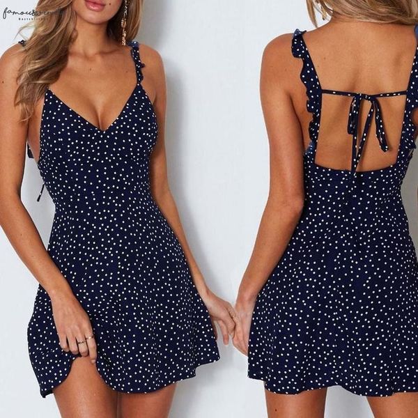women dresses summer 2020 dress ladies high waist dot printing mini dresses vestidos back lacing straps backless dress, Black;gray
women dresses summer 2020 dress ladies high waist dot printing mini dresses vestidos back lacing straps backless dress, Black;gray