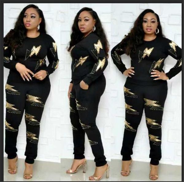 two piece sets for women autumn o neck lightning printed pants tracksuits loose women's clothing, White
two piece sets for women autumn o neck lightning printed pants tracksuits loose women's clothing, White
