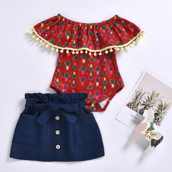 infant baby girls ruffles clothes set toddler pineapple tassels off shoulder bodysuit+denim skirt outfits 2pcs clothing set, White
infant baby girls ruffles clothes set toddler pineapple tassels off shoulder bodysuit+denim skirt outfits 2pcs clothing set, White