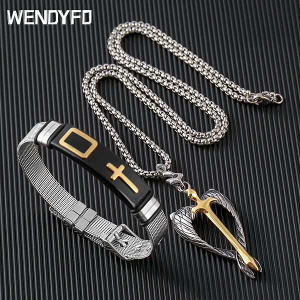 new angel wings cross ожерелье подвеска для мужчин из нержавеющей стали цвета золота распятие ожерелье религия крест мужской подарок ювелирн, Silver
new angel wings cross ожерелье подвеска для мужчин из нержавеющей стали цвета золота распятие ожерелье религия крест мужской подарок ювелирн, Silver