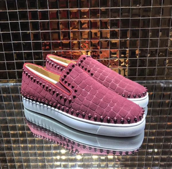 grey suede leather sneakers shoes men's red bottom sneaker junior flat spiked low cut shoes rivets toe brand trainers, Black
grey suede leather sneakers shoes men's red bottom sneaker junior flat spiked low cut shoes rivets toe brand trainers, Black