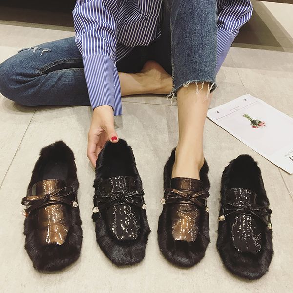 fur shoes women bow buckle hair ballet shoes woman casual warm plush flats fall winter women leather soft loafers, Black
fur shoes women bow buckle hair ballet shoes woman casual warm plush flats fall winter women leather soft loafers, Black